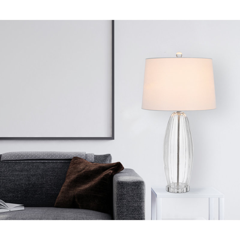 Decorative Glass Table Lamp 30 Inch Clear Glass Design With 3 Way Lighting