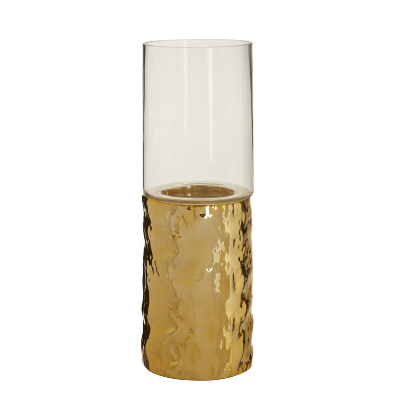 Glass Tabletop Candlestick, 42cm H x 15cm W x 15cm D