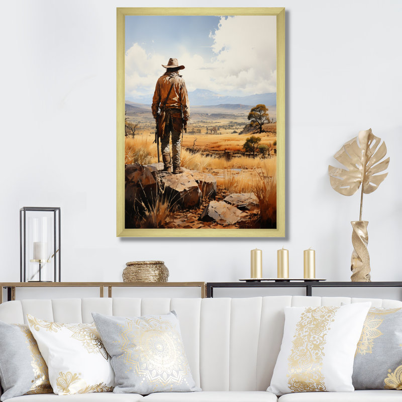 Peirson Cowboy Quiet Contemplation sur toile, H 40 po x l 30 po, Encadrement doré