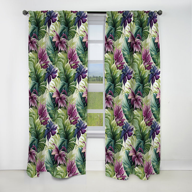 Palmier enchanteur motif tropical II - Rideau floral - Rideau occultant floral - 1 panneau, L 52 po x L 108 po