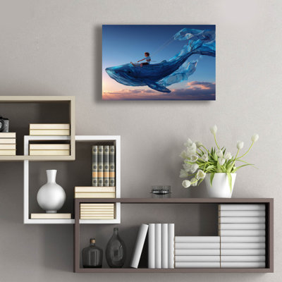  'Riding A Flying Whale' by Ann Klee Acrylic Glass Wall Art, 24" x 16"