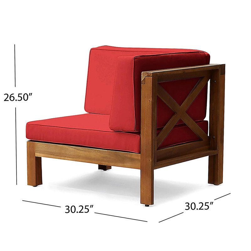 Ensemble de canapé modulaire d'extérieur à 3 places Brava, rouge, Rouge