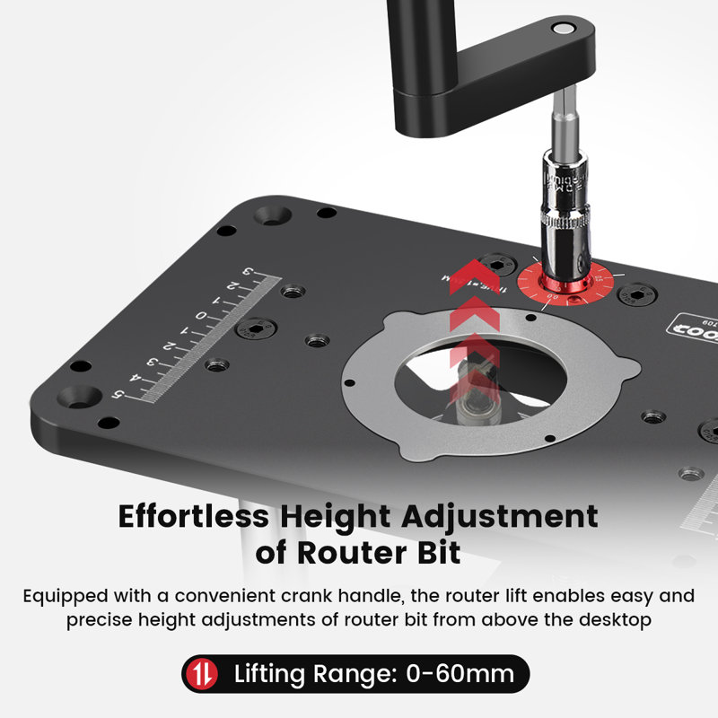 Router Lift for 69mm Wood Router with Router Plate Precision Woodworking