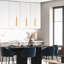 Mini-luminaire suspendu doré satiné de 2 po - DEL intégrée avec éclairage vers le bas à intensité variable, cordon réglable - luminaire écologique pour la cuisine, le bar et le vestibule