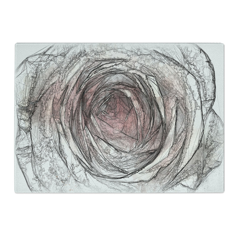 Rose Flower Vol.3 Sketch Chopping Board, 0.4cm H x 20cm W x 28.5cm L