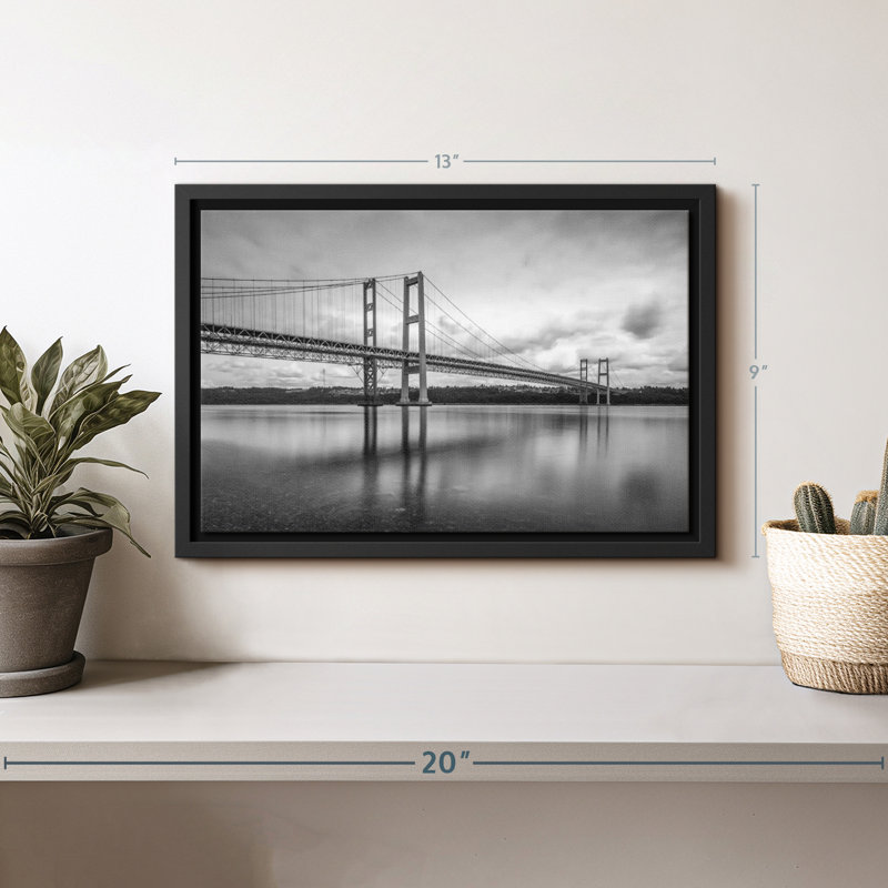 Tacoma Bridge Monochrome Canvas Print, 9" H x 13" W