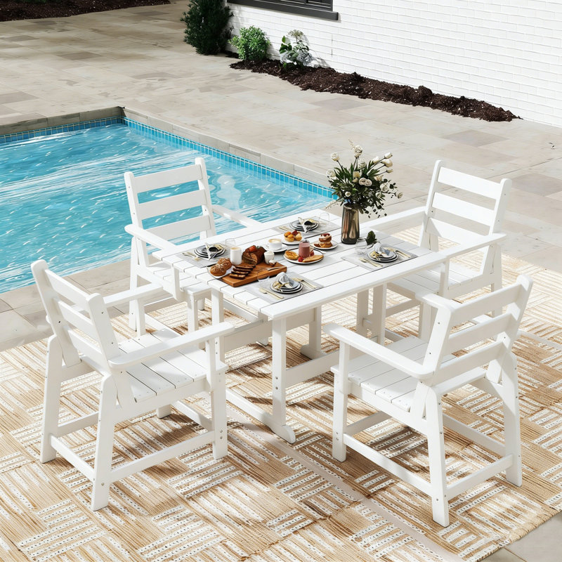 Ensemble de mobilier d'extérieur en PEHD, Blanc