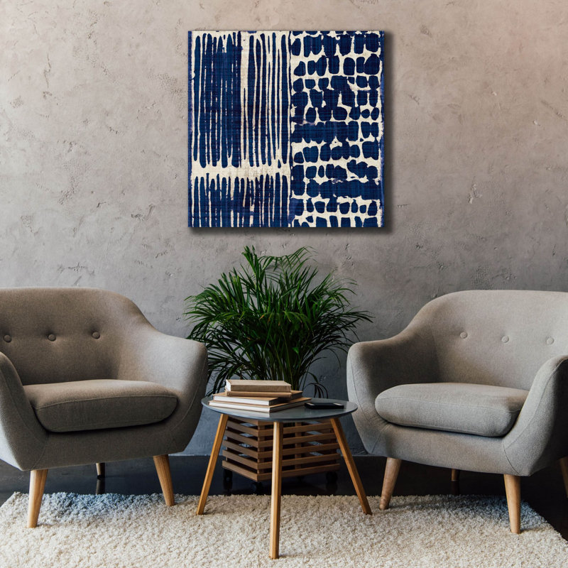  «Indigo Batik 3» par Wild Apple Portfolio, art mural sur toile, 37 po x 37 po