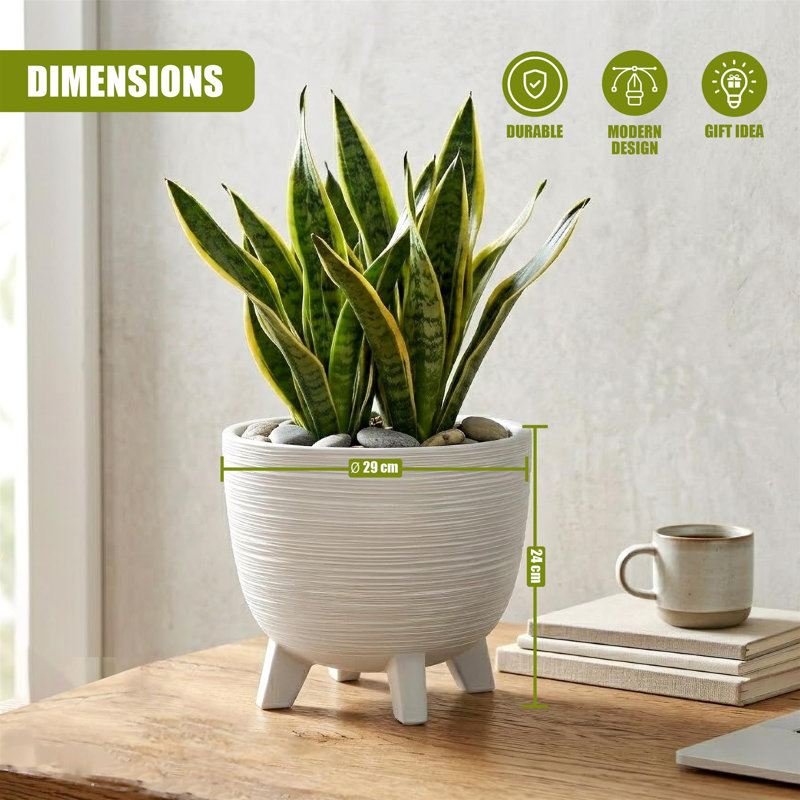 Pot Planter, White, 24cm H x 29cm W x 29cm D