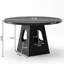 Table de salle à manger noire ronde, 47 po, plateau de table en bois, base de rangement, design rustique idéal pour les petites réunions, tablette, styles de décoration mixtes appropriés