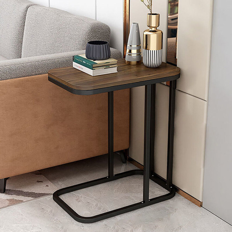 C-shaped Sofa Side Table Modern Side Table End Table With Sturdy Metal Frame, Black