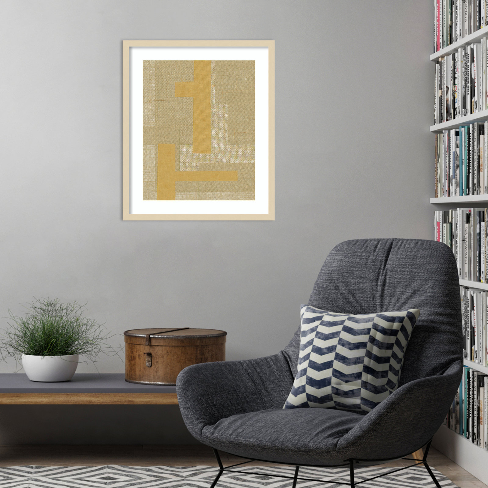 Fabric Pattern Collage No 4 by The MIUUS STUDIO Wood Framed Wall Art Print, Brown, 25" H x 21" W