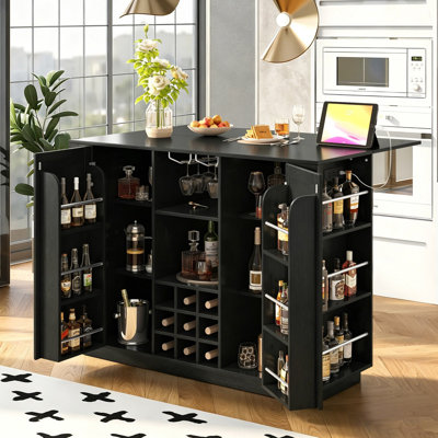 47.2" Kitchen Island With Wine Bar
