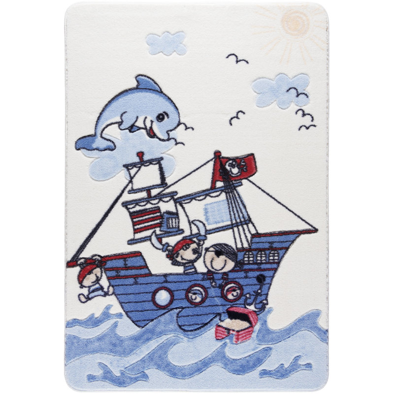 Guernon Purple/White/Blue Rug, Rectangle 133 x 190cm