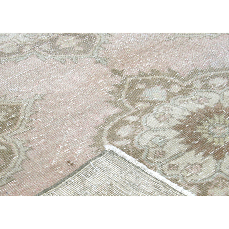 Tapis de couloir beige en laine noué à la main de conception unique années 1960 4 pi 10 po x 12 pi 7 po Gallery