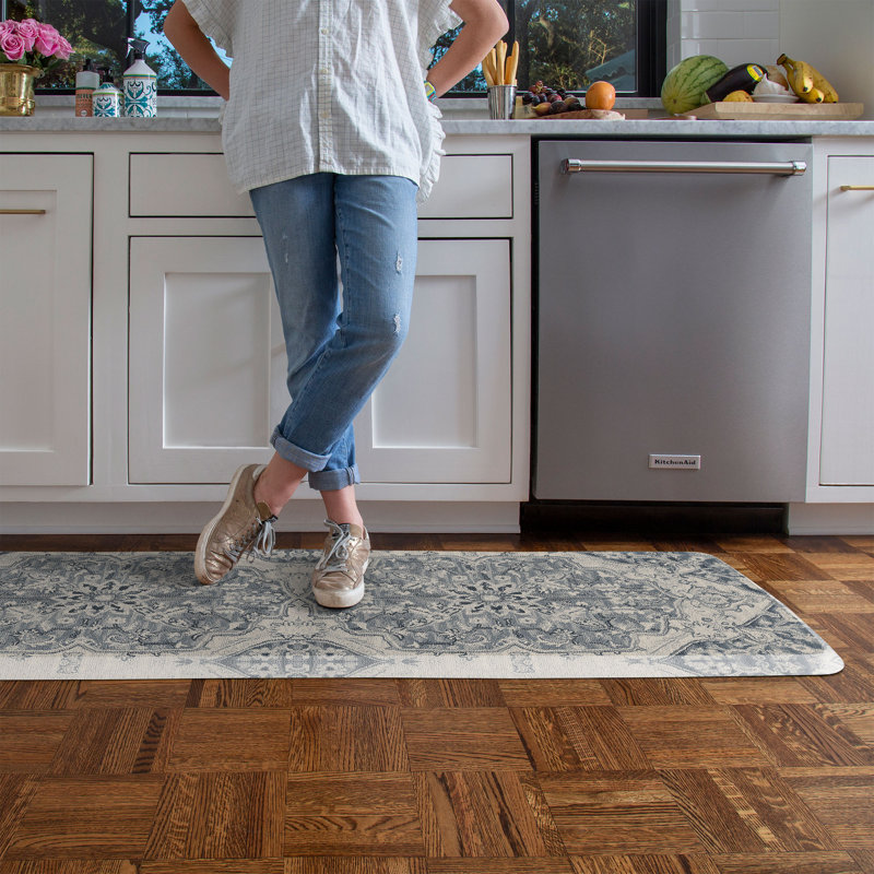 Designer Comfort Anti‑Fatigue Kitchen Comfort Mat – Paloma Medallion Blue, Blue, 30" x 72"