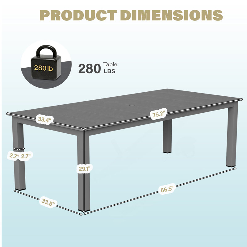 Table de salle à manger d'extérieur, Gris