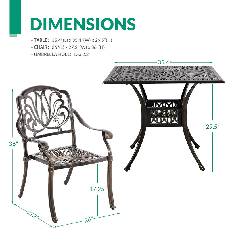 Kragh 4 - Person Patio Dining Set with Square Table
