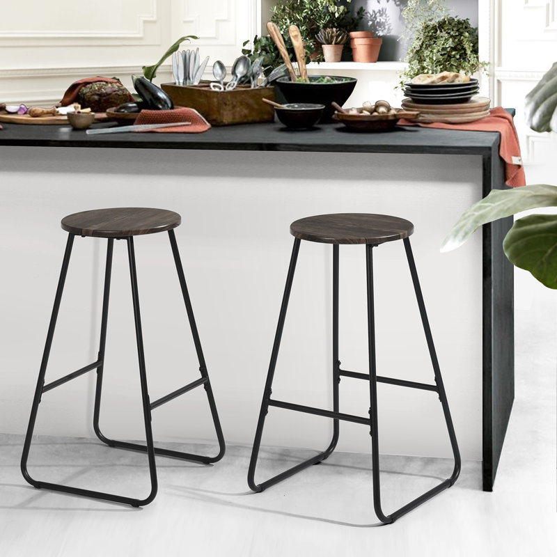 Counter Stool with Metal Frame, Dark Brown