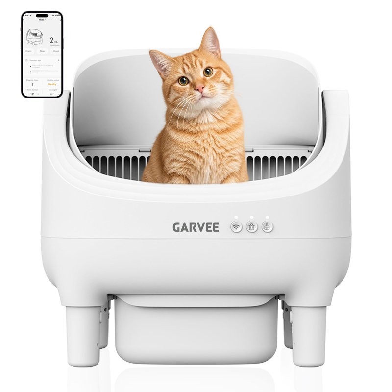 Bac à litière automatique autonettoyant pour chat avec contrôle d'application, conception à couvercle ouvert, contrôle des odeurs et capteurs de sécurité