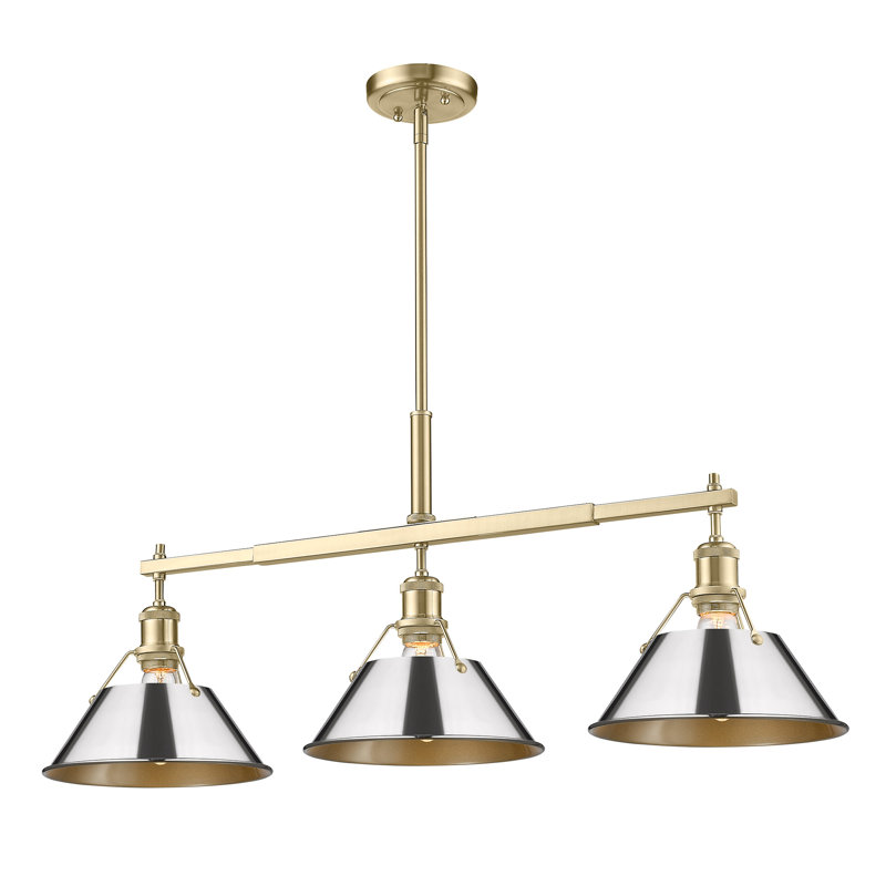Weatherford 3 - Light Kitchen Island Pendant, Brushed Champagne Bronze, Chrome
