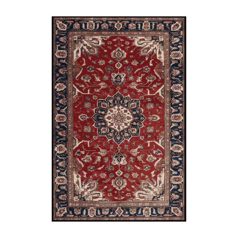 Machine Washable Persian Brown Area Rug, Rectangle 4' x 6'