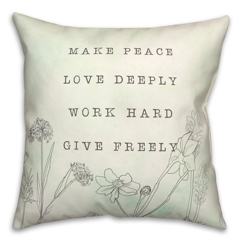 Make Peace Square Pillow Cover & Insert
