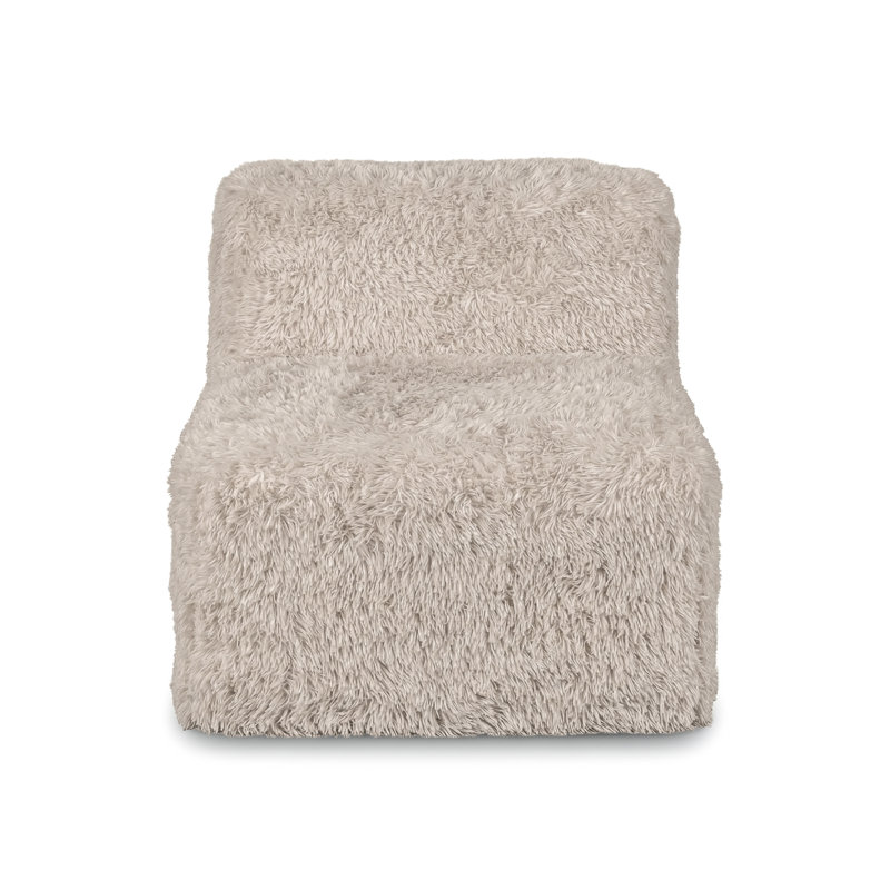 Cathryn Faux Fur Foam Modular Compressed Armless Chair, Taupe