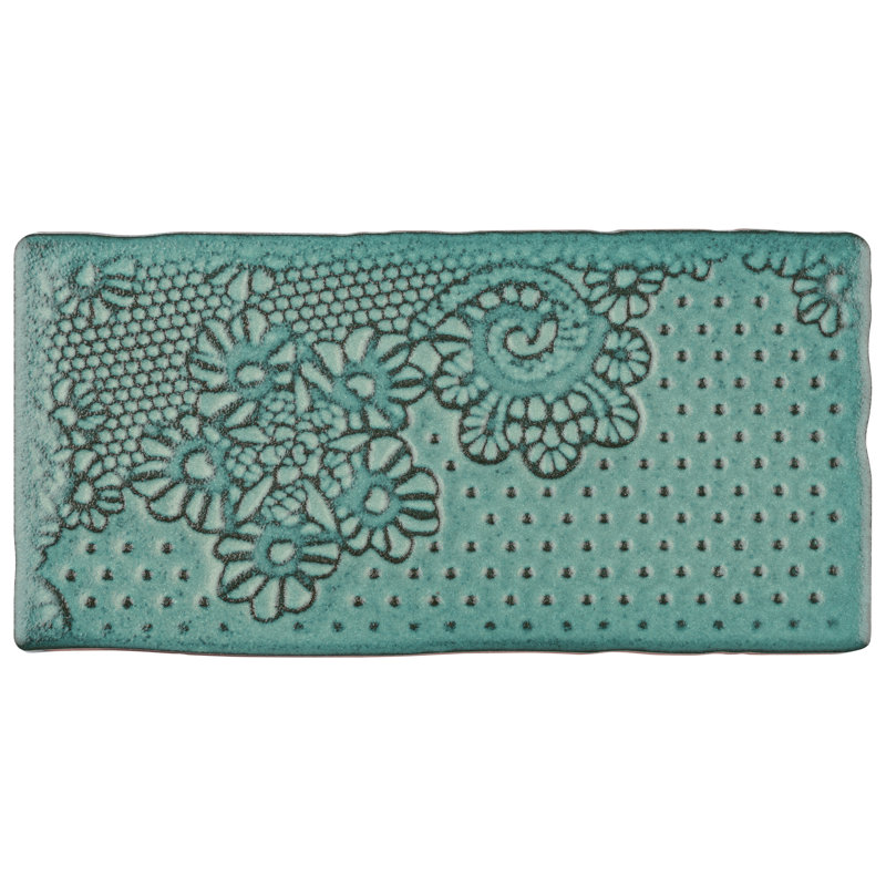 Antic Feelings 3" x 6" Ceramic Patterned Subway Tile, Feelings Lava Verde