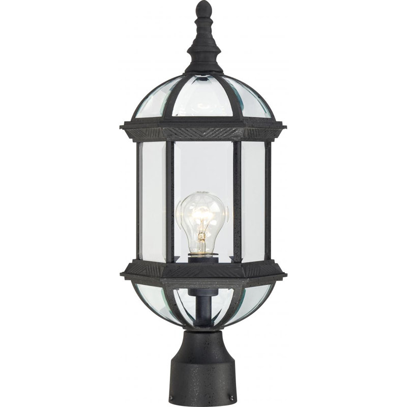 Tête de lanterne câblée à une lumière de H 19,25 po Quonset, Bronze rustique, Transparent
