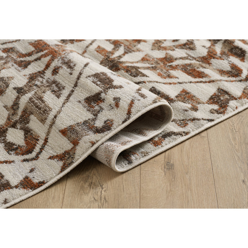 Losoya Geometric Southwestern Area Rug in Brown/Beige/Cream, Rectangle 9' x 12'