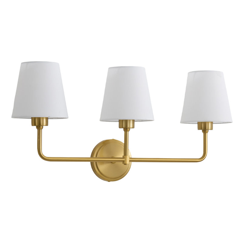  3 - Light Modern Dimmable Vanity Light With Linen Shade, Gold
