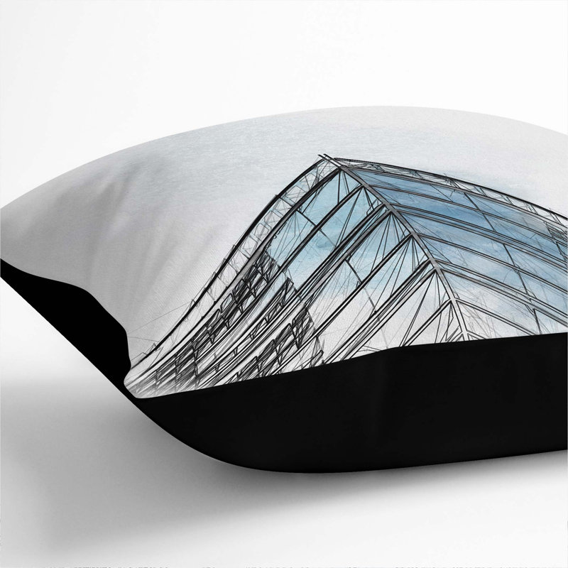 Abstract Square Throw Cushion, Black, 40cm H x 40cm W x 15cm D