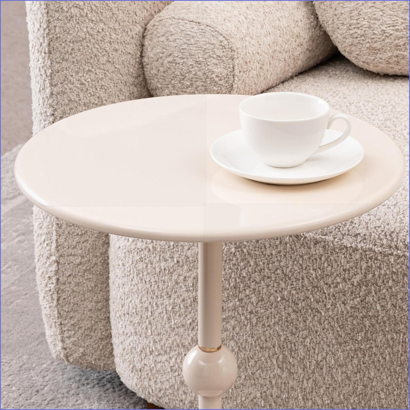 Table de bout vintage en métal pour canapé-lit, table de bout à l'épreuve de la rouille et facile à assembler, Blanc