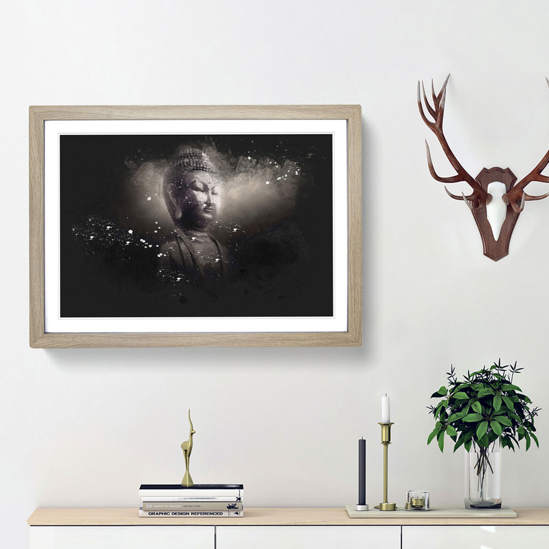 Buddha In A Mist Paint Splash - Picture Frame Graphic Art