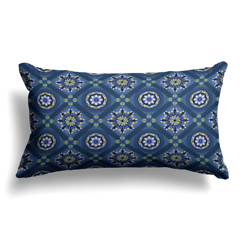 Coussin Mandala, Bleu/jaune