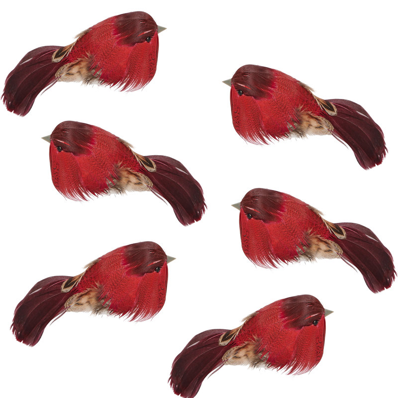 Oiseau à plumes 4,5 po avec pince, Rouge