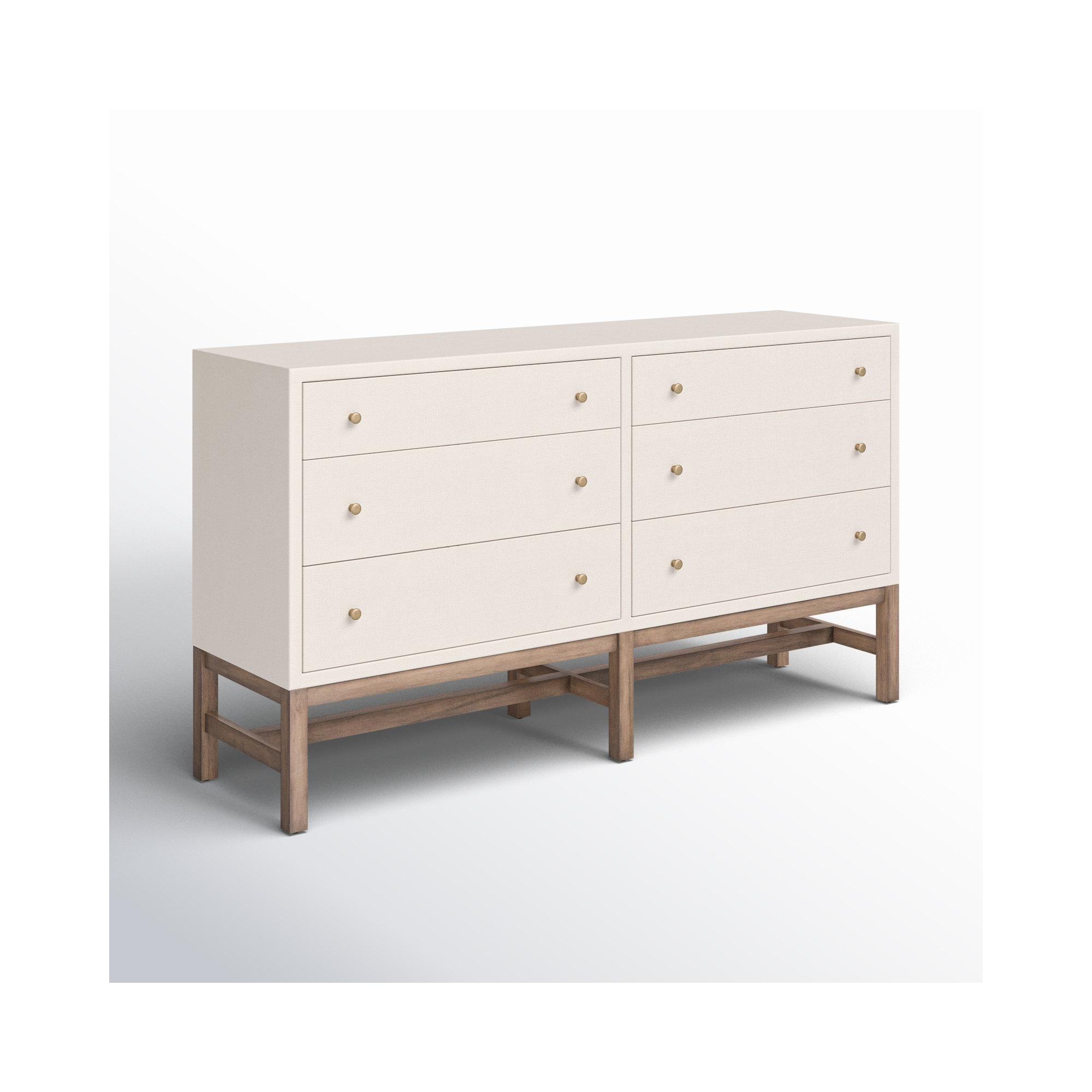 Hakana 6 Drawer Raffia Dresser, Ivory Painted Raffia