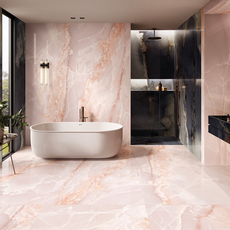 Carreau en porcelaine rose mat Exipse 24x48, Rose