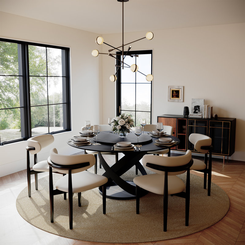 Table de salle à manger Maxwell, H 29,53 po x L 59,06 po x l 59,06 po, Noir / noir