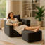 Canapé à compression en velours côtelé avec repose-pieds Boneless Lingge-33006-1633283616