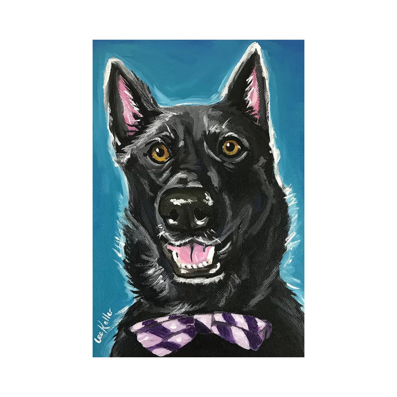 German Shepherd With Bow Tie - Wrapped Canvas Print, 20.32 cm H x 30.48 cm W
