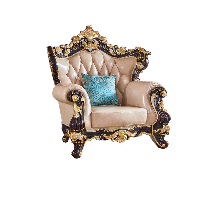 European Style High-end Luxury Sofa Chair Leather Armchair