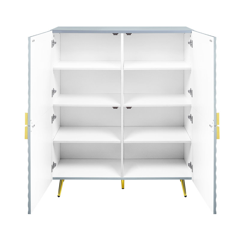 Coen Accent Cabinet with Shelves & Metal Legs, Gray
