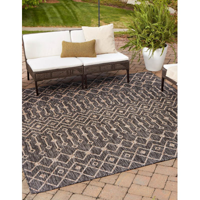Tapis intérieur / extérieur gris anthracite Leyla