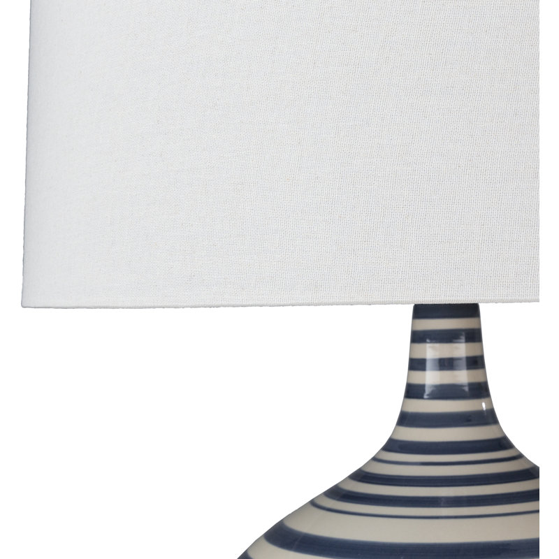 Lampe de table 27" Arvilla, Base bleu marine blanc/abat-jour blanc
