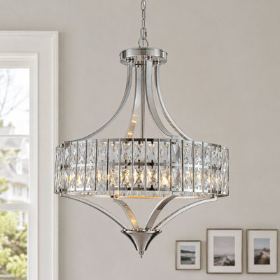 Lustre en cristal 5 lumières nickel satiné K9