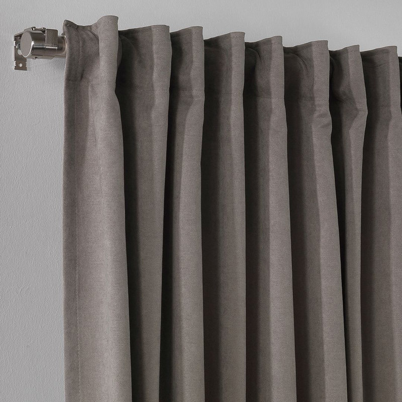 Blackout Thermal with Liner Extra Long & Extra Wide Decorative Curtain Single Panel, Grey, 140cm Width x 265cm Drop