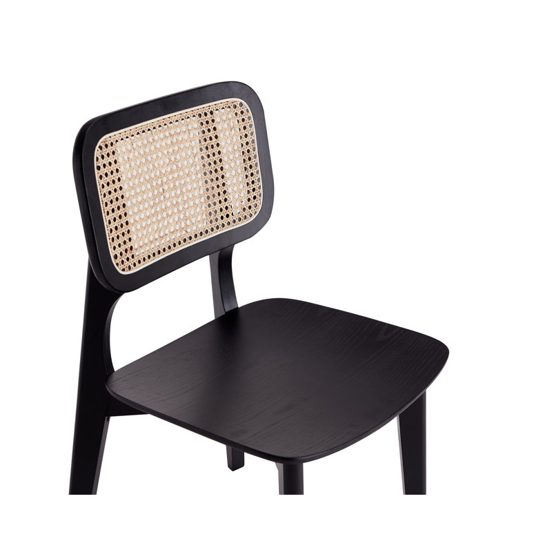 Versailles Industry Chic Ash Wood Dining Side Chair in Black and Natural, Black