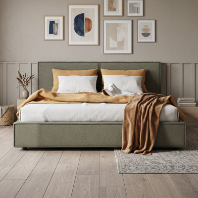 Queen Upholstered Platform Bed with Headboard